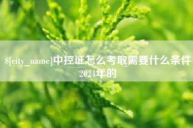 永康中控证怎么考取需要什么条件2024年的